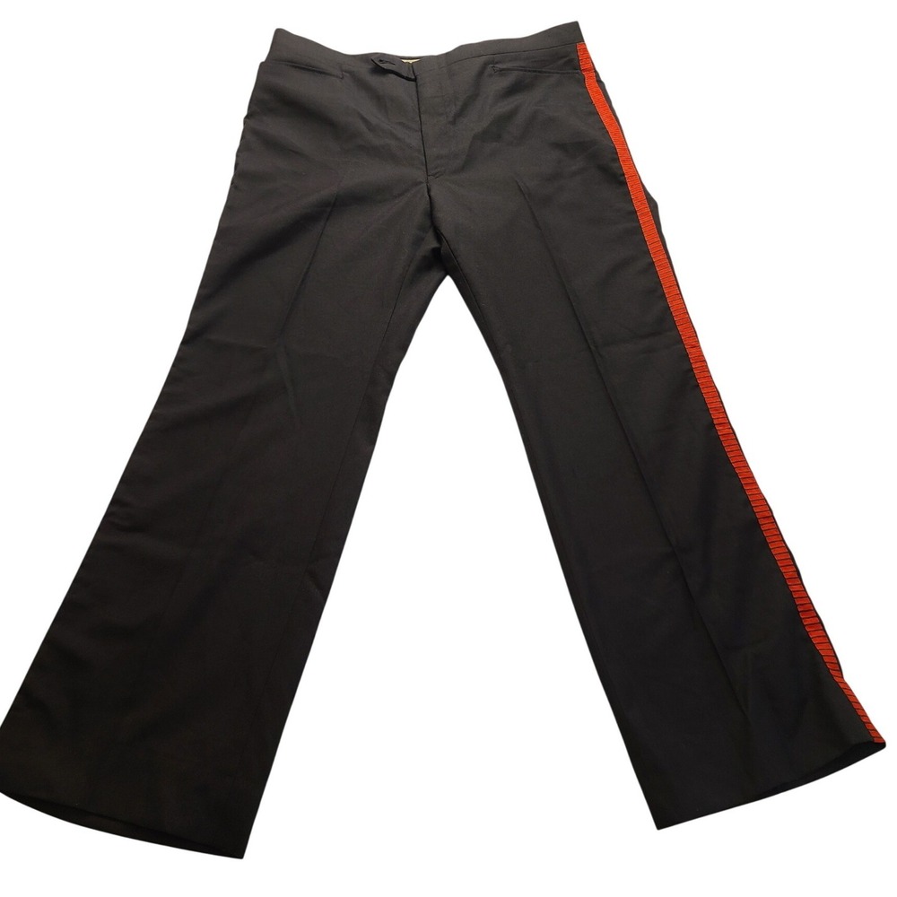 Richman Men's Black Dress Trousers Red‎ Side Stripe Formal Uniform Pants NWOT